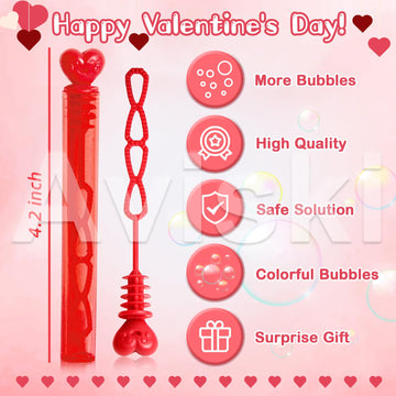 80Pcs Valentines Day Bubble Wands, Mini Bubble Wands For Valentines Day Party Favors, Valentines Gift Toys For Girls Boys Kids T