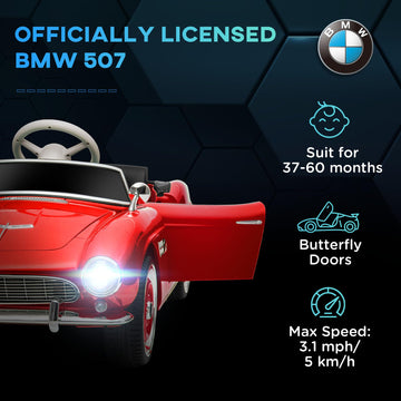 Aosom Licensed Bmw Kid Electric Ride On Car, 12 Battery Powered Electric Car For Kids With 3 Speeds Remote Control, Easy Transport, Suspension System, Lights, Horn, Mp3, Red