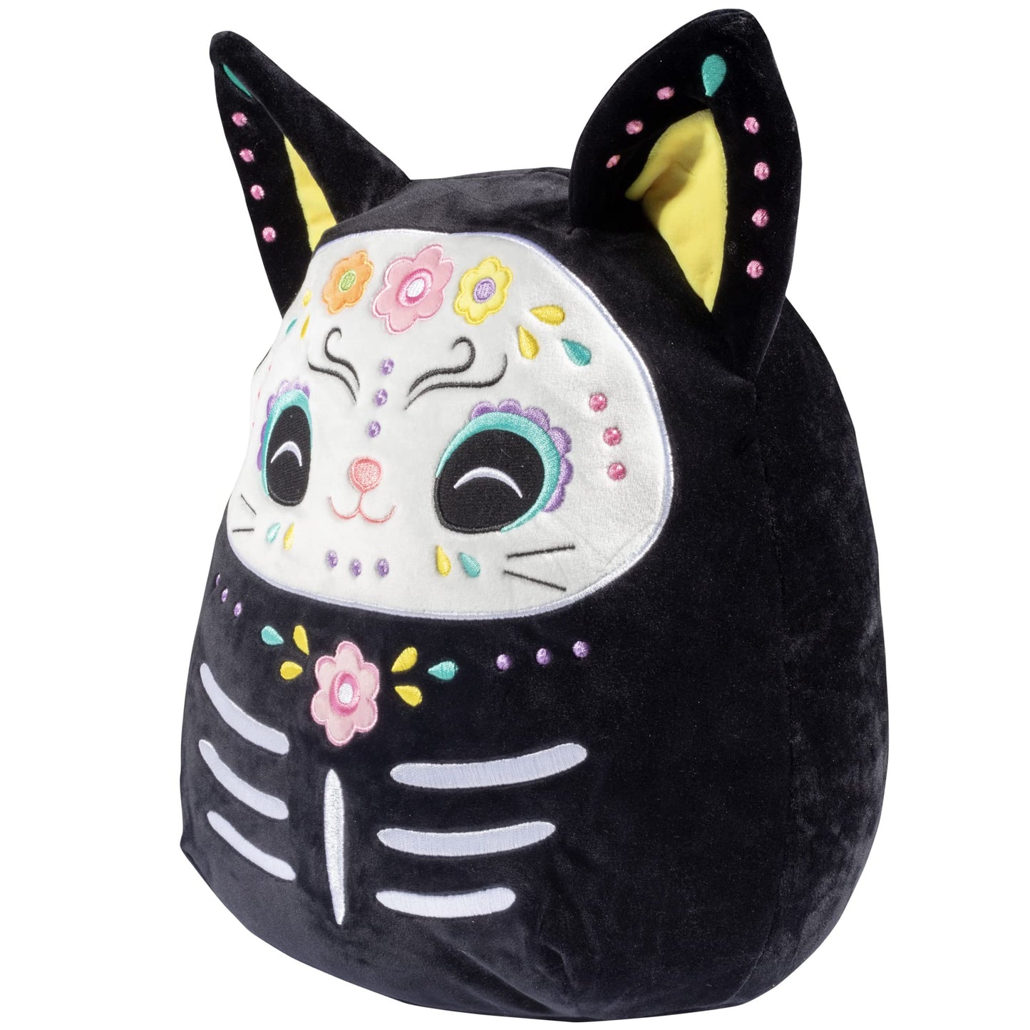Squishmallows 12-Inch Zelina Day of The Dead Cat Plush Toy - Black Polyester Stuffed Animal for Kids, Girls & Boys