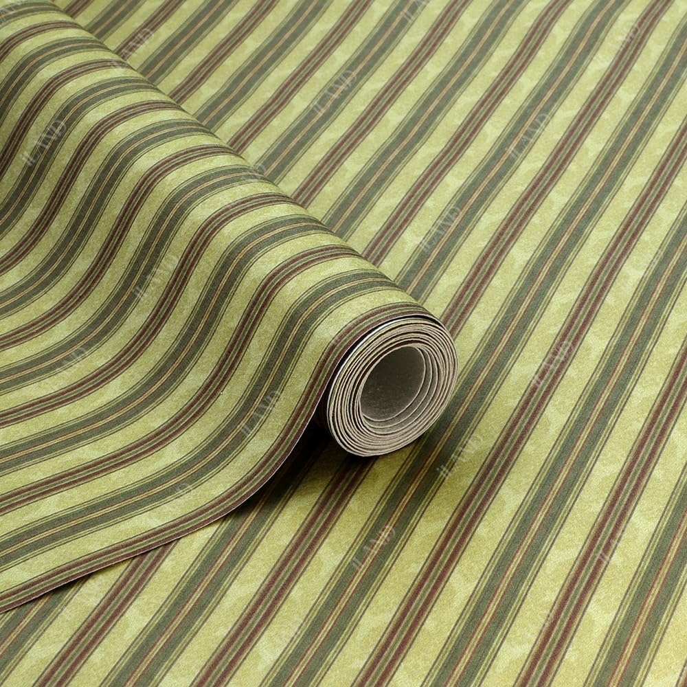 Iland Originality Dollhouse Wallpaper 39 * 15.7 Inch, Dollhouse Accessories On 1:12 Scale Or 1:6 Scale (Striped Red-Brown)