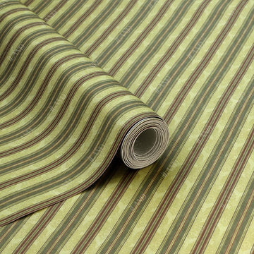 Iland Originality Dollhouse Wallpaper 39 * 15.7 Inch, Dollhouse Accessories On 1:12 Scale Or 1:6 Scale (Striped Red-Brown)