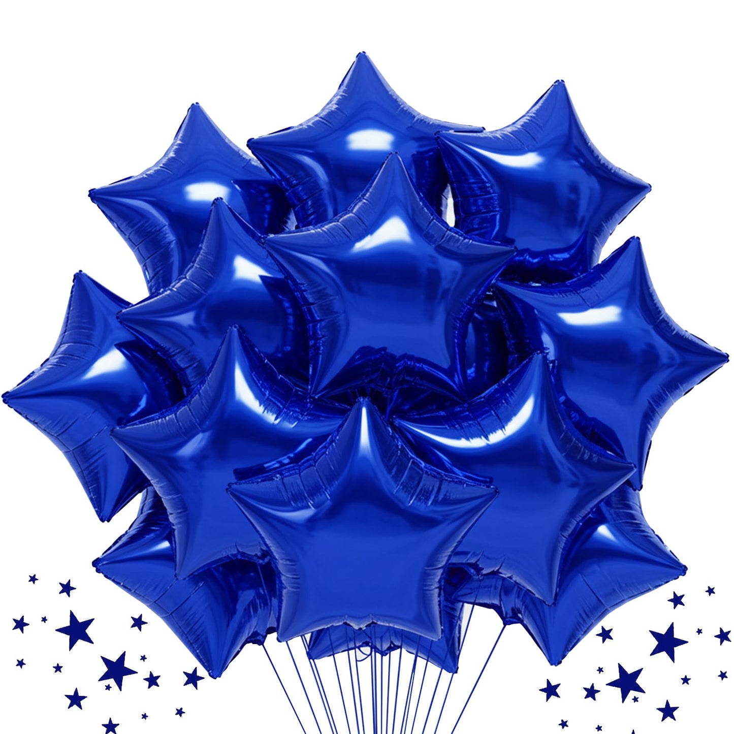 TONIFUL 30Pcs 18 Inch Navy Blue Star Shape Foil Balloons Big Dark Blue Stars Helium Mylar Ballons for Birthday Wedding Baby Show