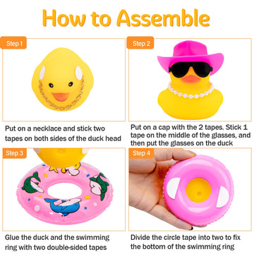 Wonuu Car Dashboard Decorations Pink Cowboy Duck, Rubber Ducks For Car Ornament Accessories With Color Sunglasses Cowboy Hat Pearl And Swim Ring, Ax_Pink Spot Cowboy Hat_Preal A_Duck