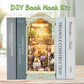 CRIOLPO Book Nook Kit - DIY Dollhouse Booknook  Book Nook Miniature Kit for Bookshelf Insert Decor Craft for mature-themed Teen Halloween  3D Wooden Puzzle Bookends with Sensor Led Light