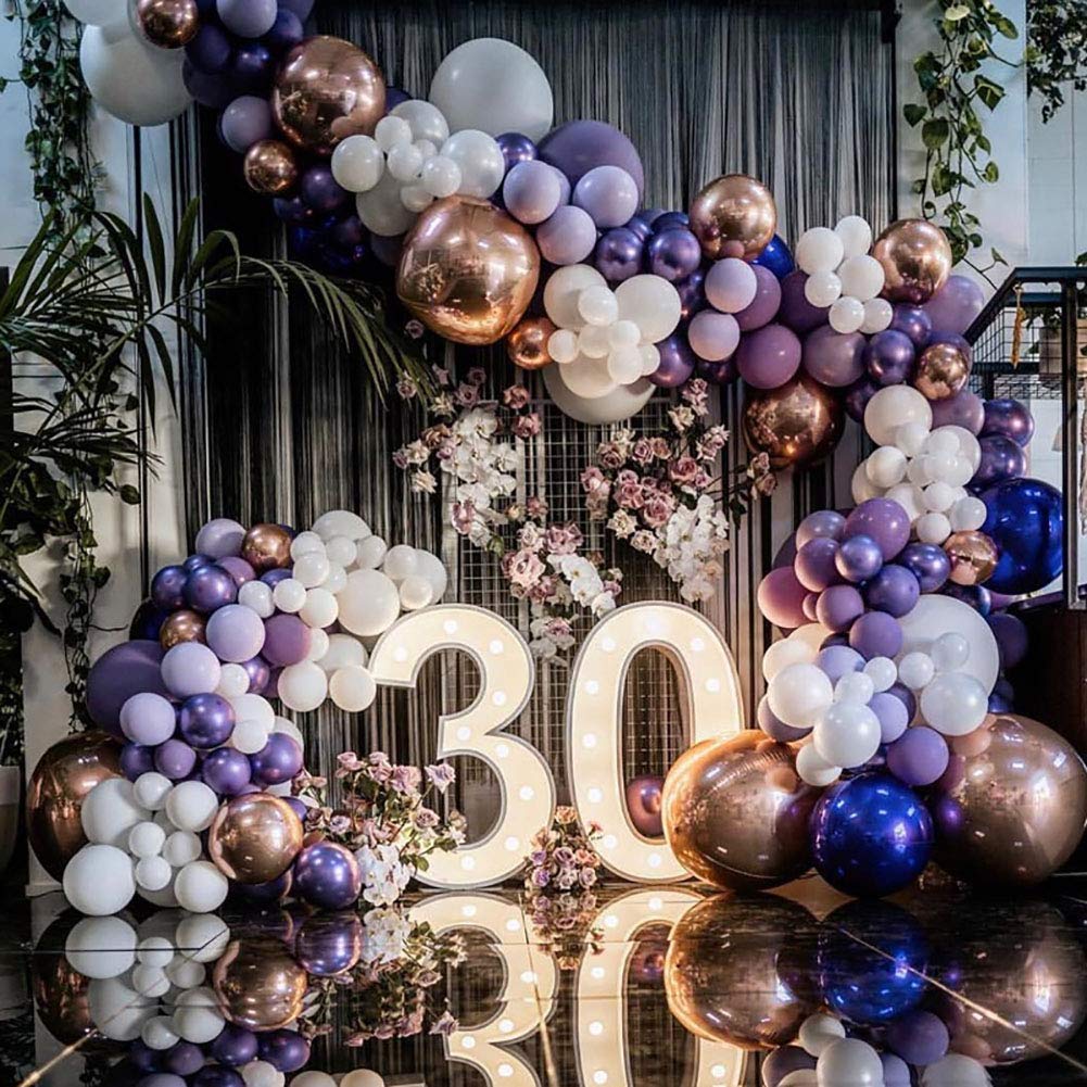 KALOR 12 Inch Metallic Purple Latex Balloons - 50 Pcs for Birthday, Baby Shower, Wedding Decorations