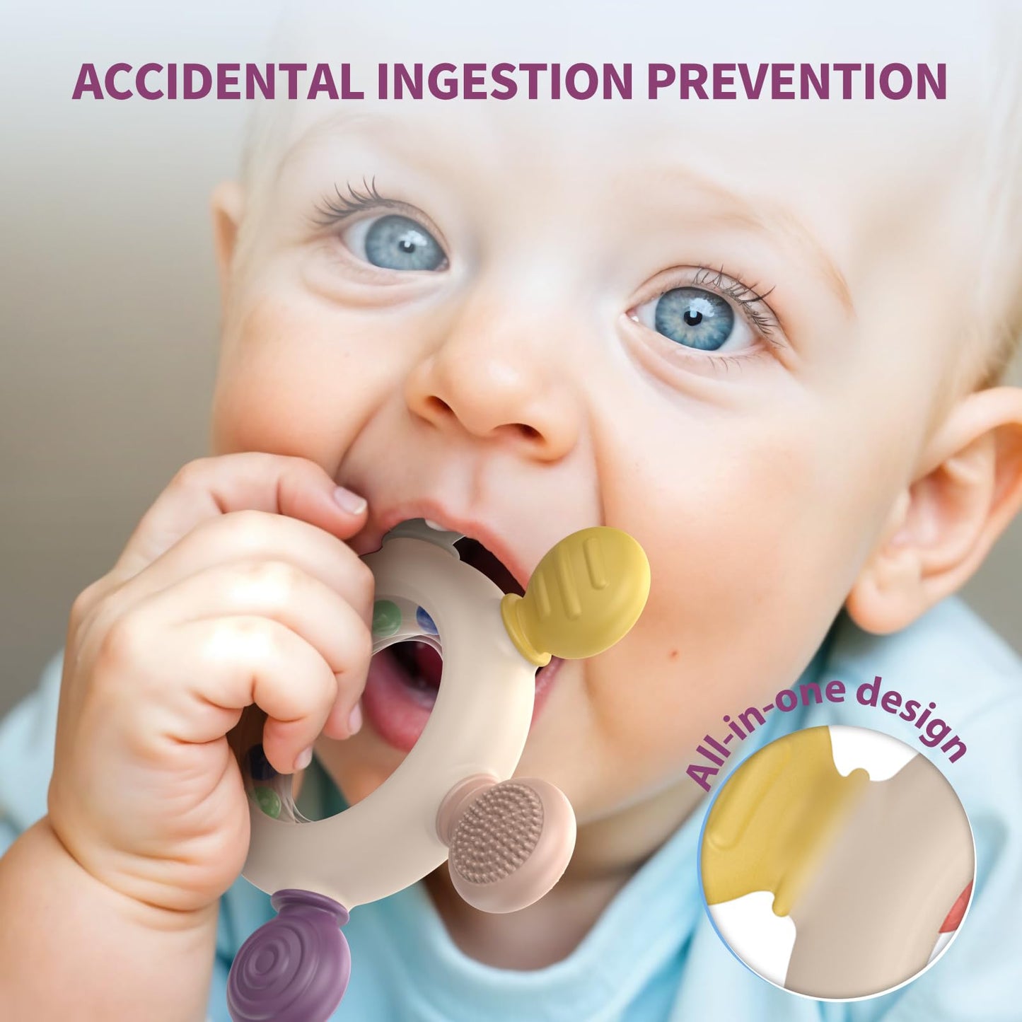 akolik Teething Toys for Babies  Baby Teethers Toy Teething Ring Silicone  Grasping Teething Toy  BPA Free Teething Newborn Accessories for Baby 0 3 6 9 12 18 Months (Ringer Pink)