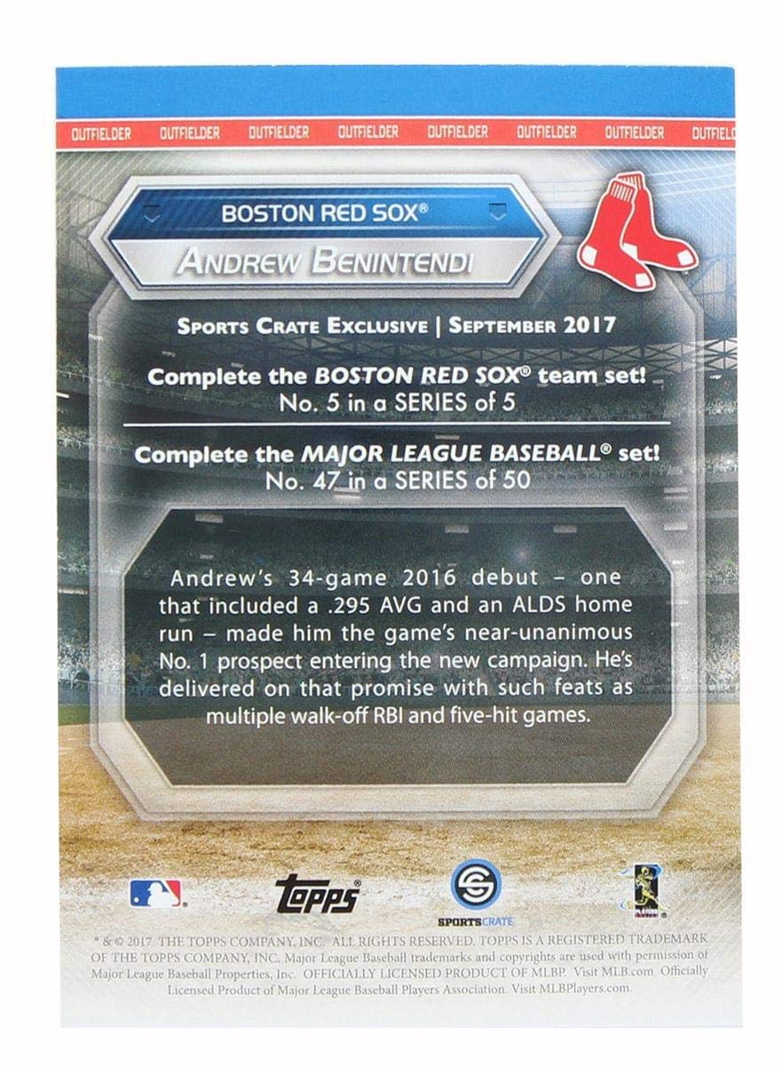 Boston Red Sox Mlb Crate Exclusive Topps Card #50 - Andrew Benintendi