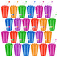 Zubebe 24 Pcs Neon Straws Cups 12 oz Colorful Neon Cups with Sipper and Lids Plastic Favor Reusable Straw for Birthday Party Eve