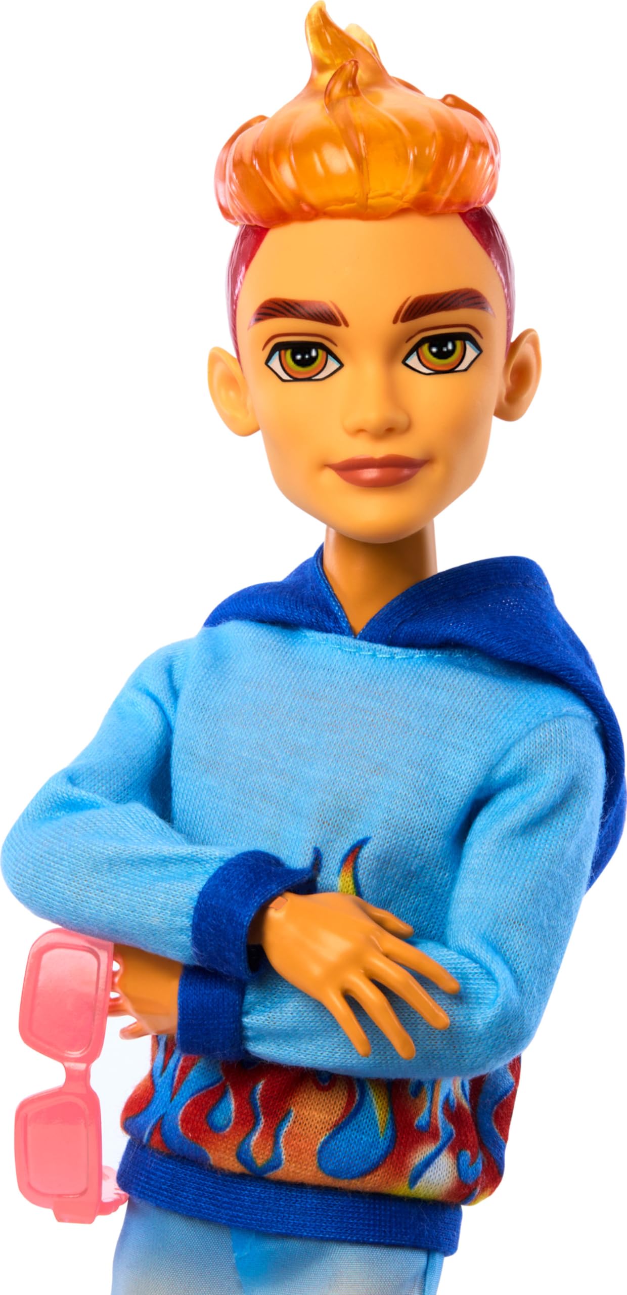 Monster High Heath Burns Doll - Scare-adise Island, Flame Hoodie, Swim Trunks, Beach Accessories, Multicolor, Model HRP69