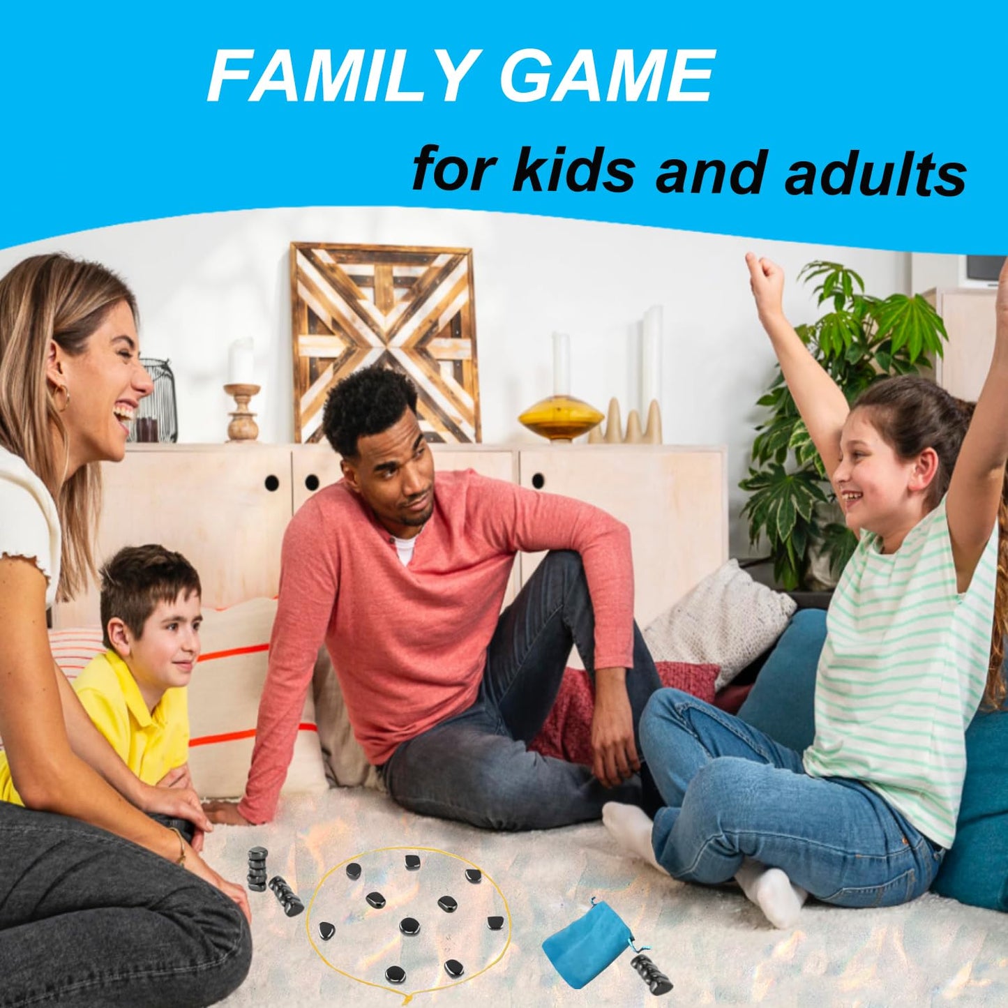 Magnet Game with String Travel Size - Magnetic Chess Set with Stones for Family Night - Fun Portable Two Player Magnet Rocks for Teens - Magnetic Games for mature-themeds and Kids