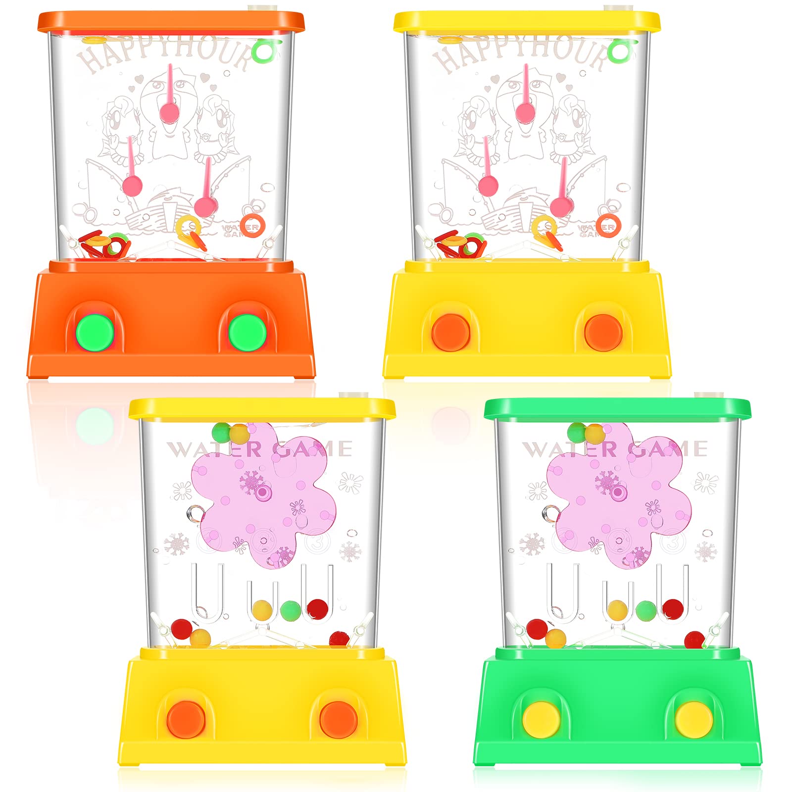 Gejoy 4 Pieces Water Games Handheld Valentines Day Gifts For Kids Mini Waterful Ring Toss Retro Pastime Toys Car Games Birthday Party Favor For Classroom Kids Adults Gifts(Cute Style)
