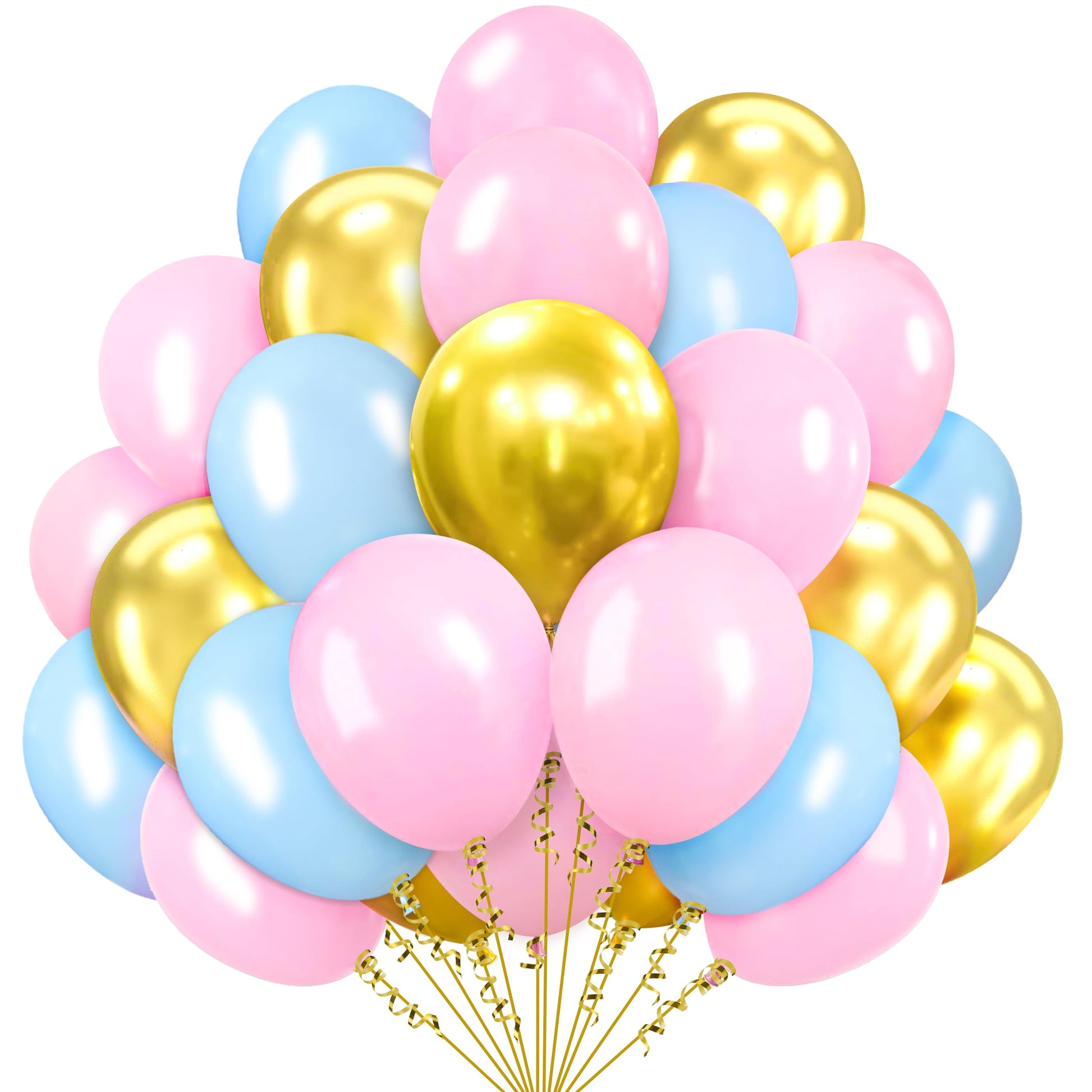 Cyttok Pink Blue And Gold Balloons 12 Inch 100 Pack Helium Balloons For Birthday Wedding Baby Shower Party Decorations