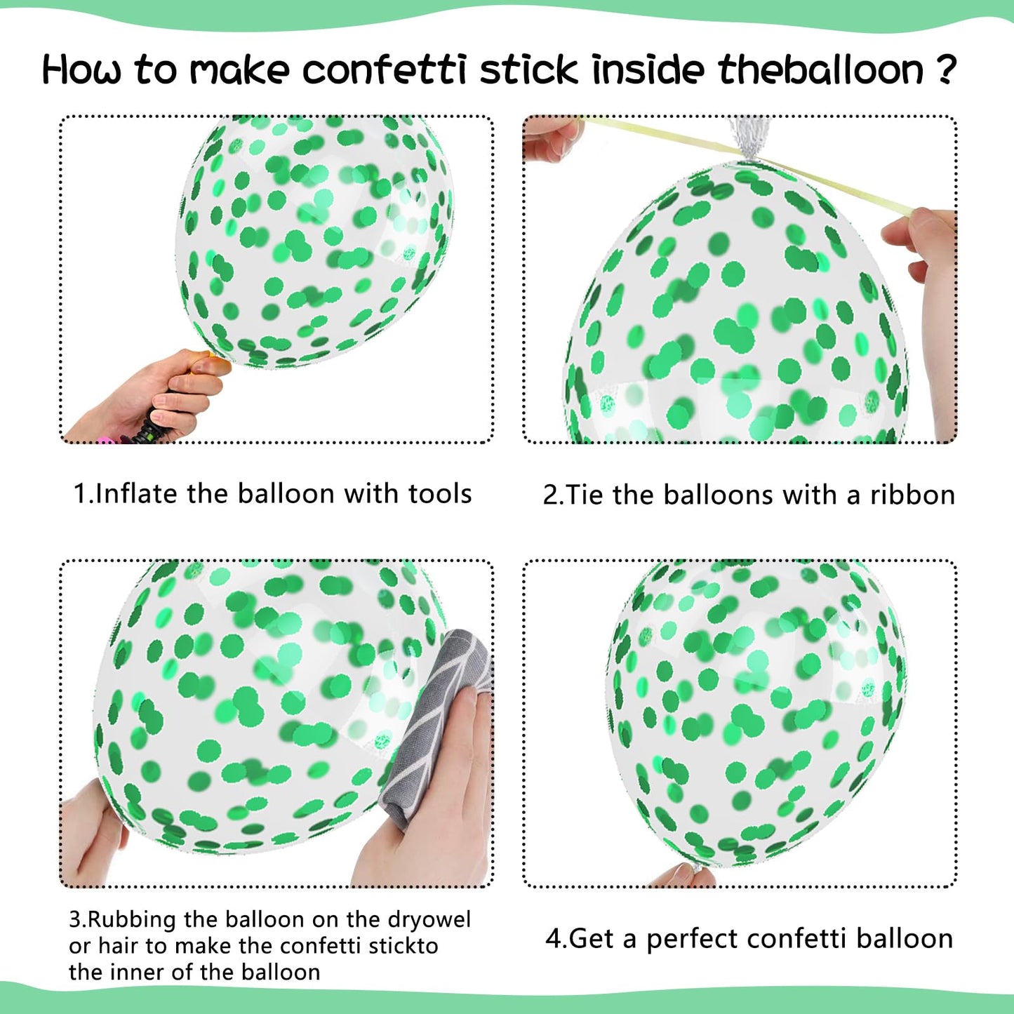 Paready Green Balloons, 60 Pcs Dark Green Party Balloons 12 Inch Light Green Balloons Fruit Green Confetti Balloons Green Latex