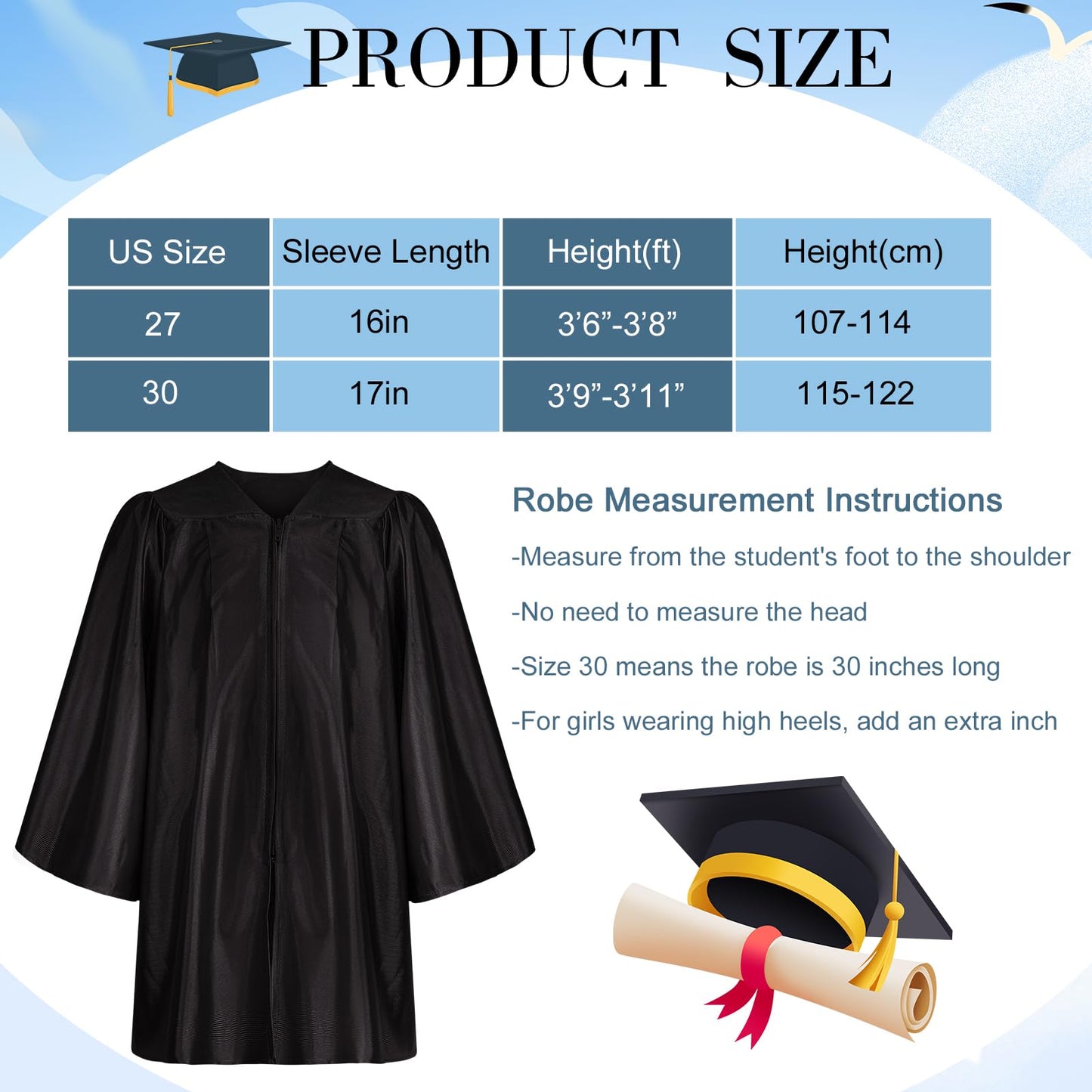 Fingertip Wd 2025 Kindergarten Graduation Cap And Gown Tassel Set For Kindergarten Preschool Toddler Children(Black 27)