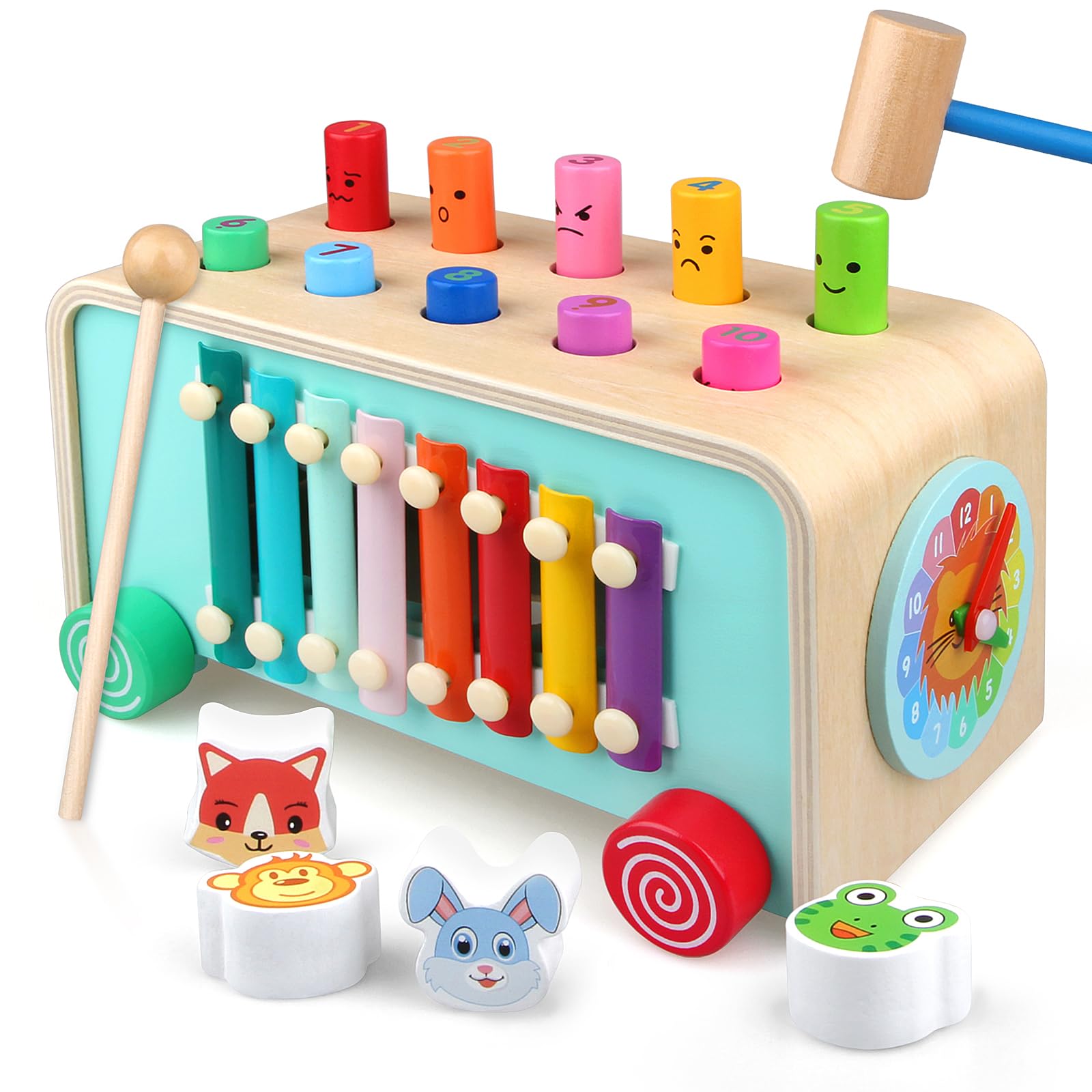 Laavii Montessori Hammer Pounding Toy For Baby Boys Girls 2 3 4 Years Old, Early Learning Educational Fine Motor Toy With Poundi