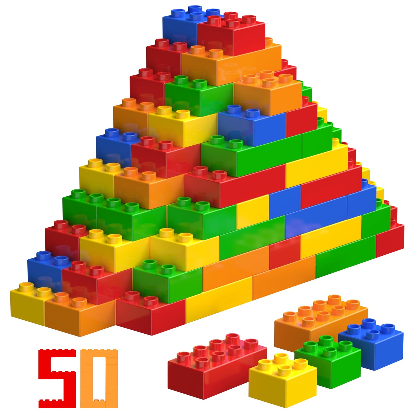 Wyswyg Big Building Blocks Sets For Age 3-5, Large Building Bricks Compatible With Duplo Bricks And Major Brands, Toldder Buildi