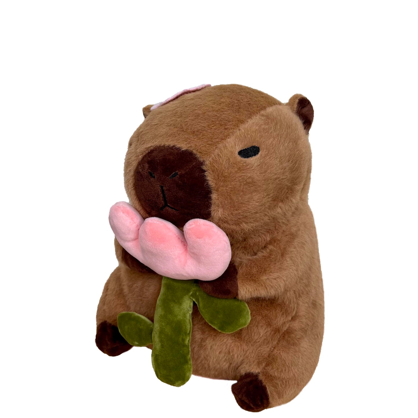 Arkdorz 12" Cute Capybara Plush Toy - Soft Cotton Stuffed Animal with Rose, Kawaii Design