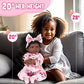 Aori Reborn Baby Dolls Black - 20 Inch Lifelike Black American Girl, Realistic Soft Vinyl Newborn Dolls With Weighted Cloth Body, Set For Kids 3+