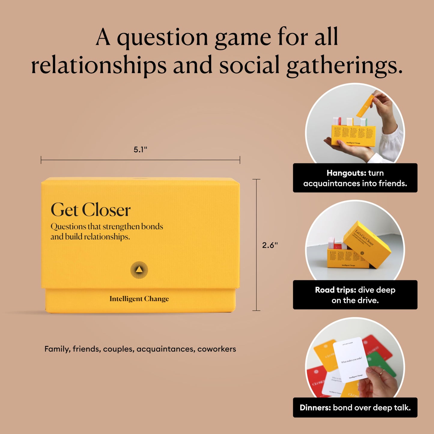 Intelligent Change Get Closer Social Bonding Card Game, Conversation Starters With Fun Questions & Activities, Talking Games For Adults, Icebreaker Game With 100 Question Cards