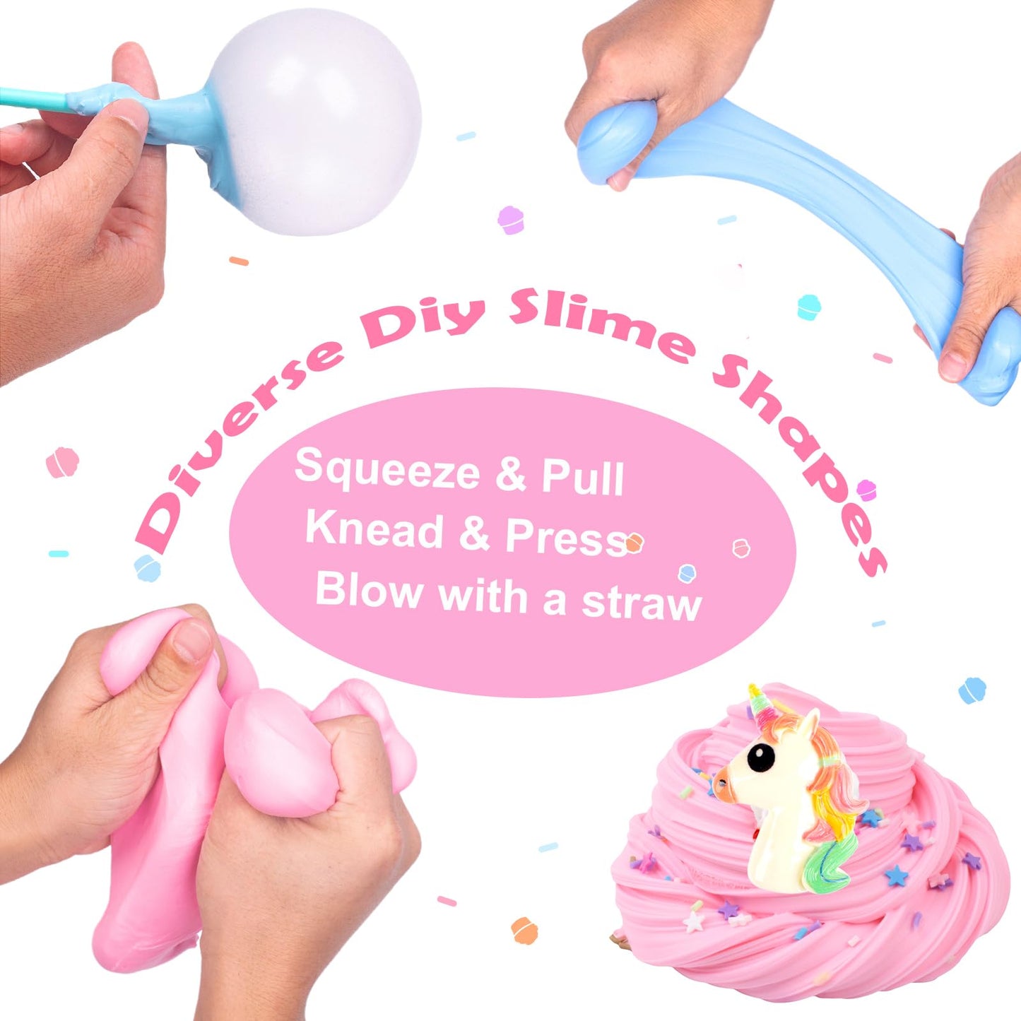 Butter Slime Kit 56 Pack  Soft Non-Sticky and Stretch  Slime Party Favors  DIY Hand-Making Slimes Toy  Stress Relief Sludge Toy for Boys and Girls  enhanced Christmas Easter and Birthday Gifts