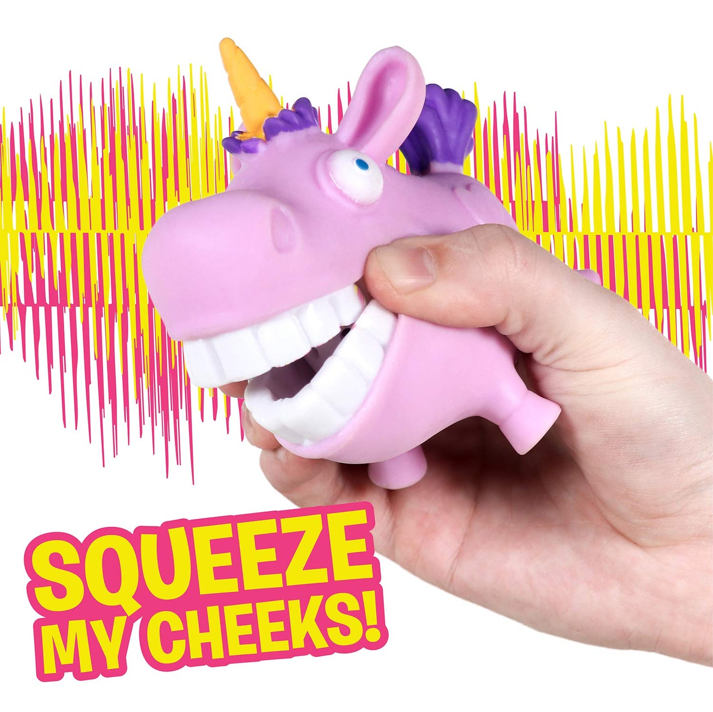 Hog Wild Scream-O Unicorn Toy - Hilarious Squeezing Cheeks Sound - Small - Plastic - Age 4+ - Colorful Unicorn Design