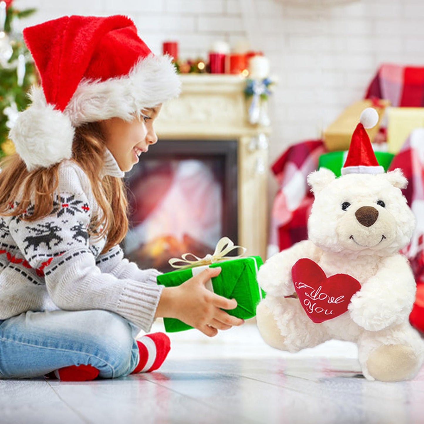 YOLINYOISH Stuffed Teddy Bear Dolls with Heart Cute Animal Plush Toy for Girlfriend Mom Anniversary Valentines Birthdays Gifts 9''