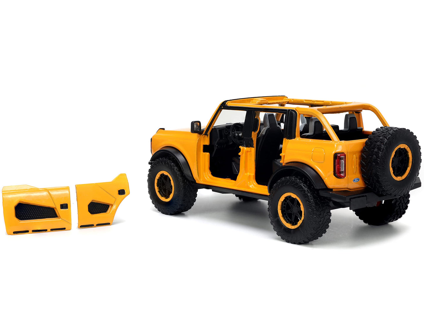 Jada Toys Just Trucks 1:24 2021 Ford Bronco Die-Cast Car Orange With Tire Rack, Toys For Kids And Adults