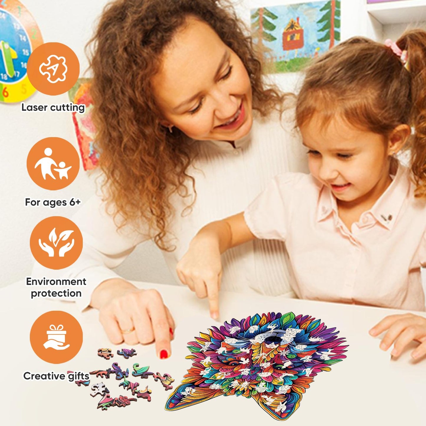 Qiuenisray Original Wooden Jigsaw Puzzles-Wolf 200pcs Medium 10.2x11.2in Wooden Puzzles for mature-themeds Unique Shape Animal mature-themed Puzzles Irregular Wood Puzzles Best Gift for mature-themeds and Kids Family Game