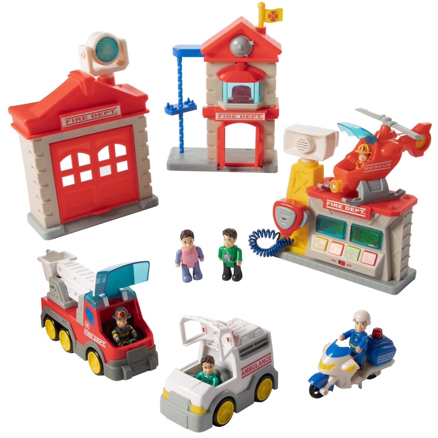 Fat Brain Toys Fire Station Playset - Model FB210 1 - Durable Polypropylene - Engaging Role Play for Kids