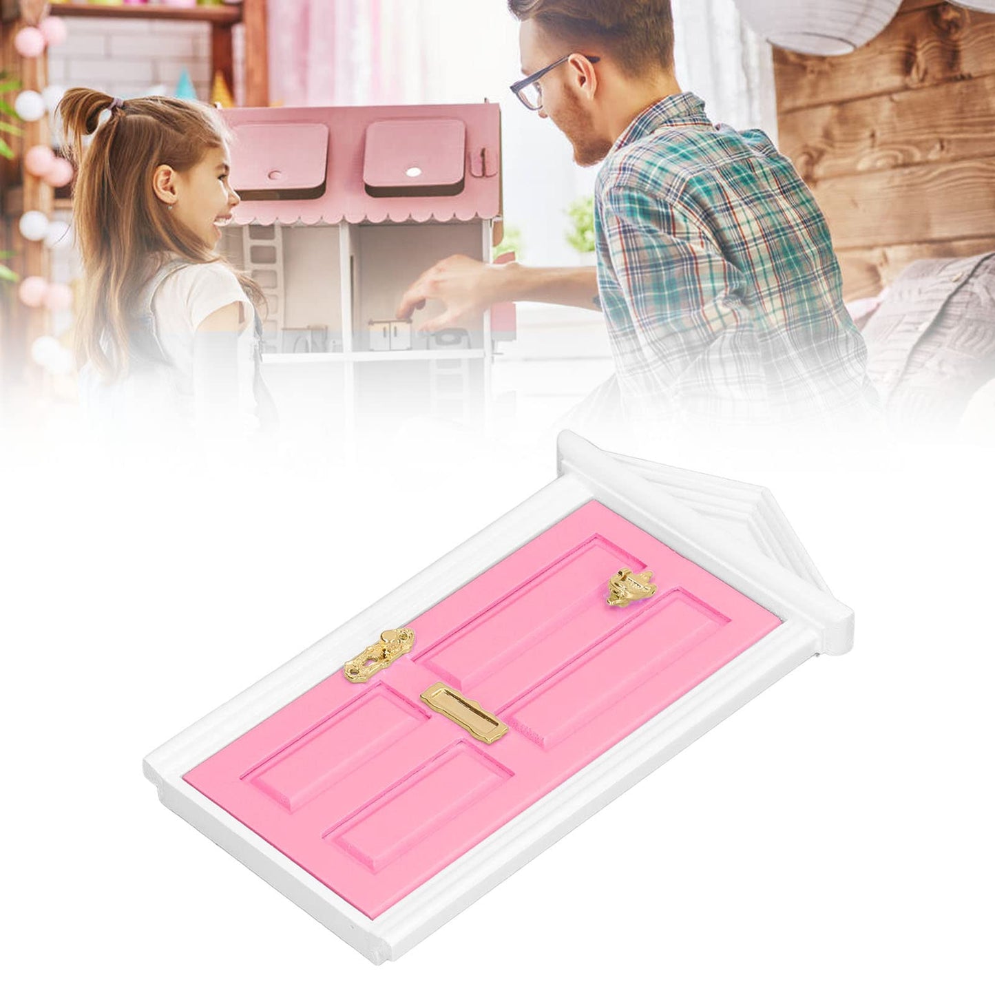 Mini Wooden Door Mini Wooden Door Bright Color Vivid Details Smoother Dollhouse Miniature Fairy Door for 1:12 Doll House Gifts(Light)