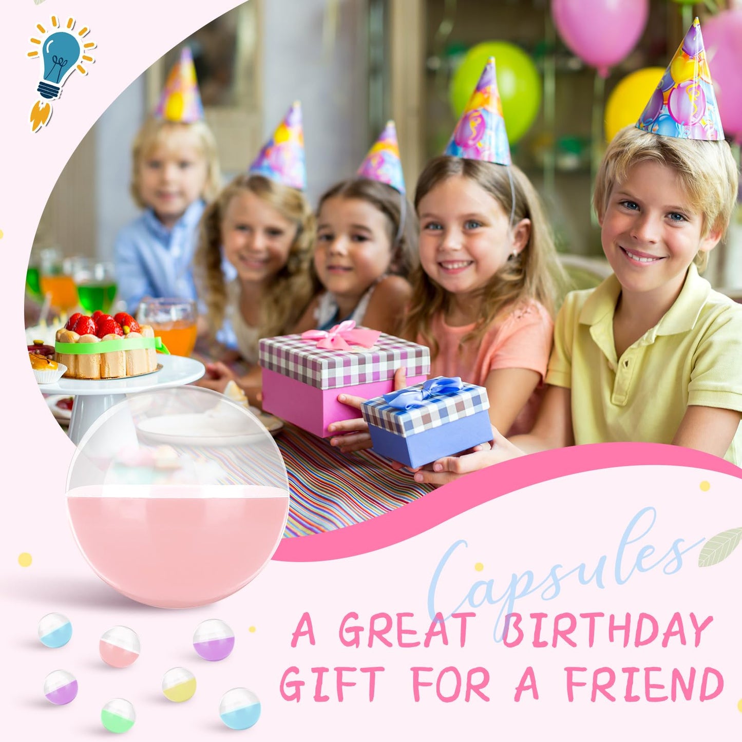 Libima 300 Pcs Gumball Machine Capsules Round Capsules 1.1 1.25 Vending Machine Capsules Empty Clear Balls Toys Small Gumball Co