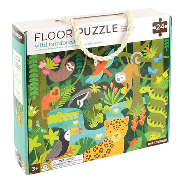 Petit Collage Floor Puzzle, Wild Rainforest, 24-Pieces – Large Puzzle For Kids, Completed Rainforest Puzzle Measures 18” X 24” – Makes A Great Gift Idea For Ages 3+