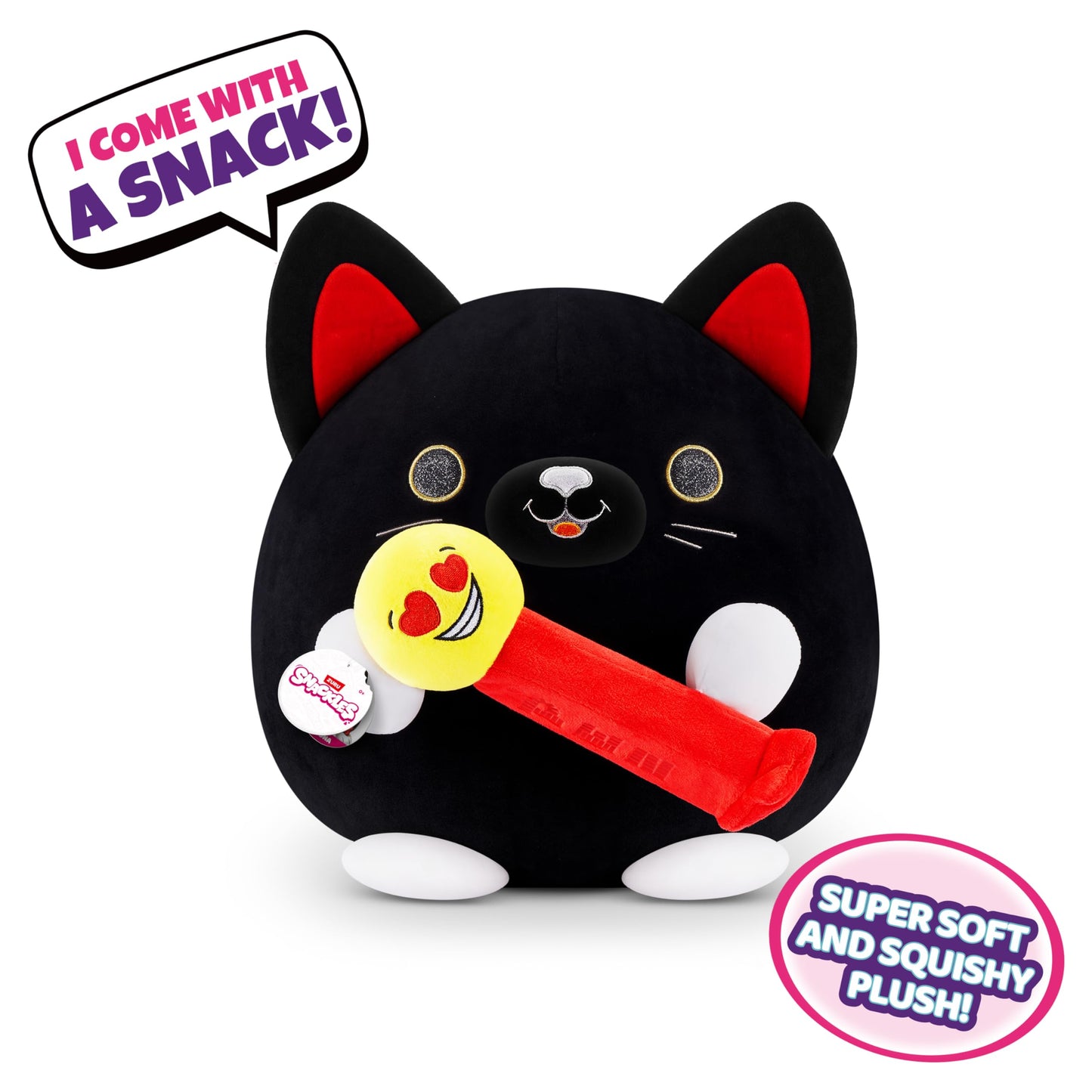 Snackles (Pez) Black Cat Super Sized 14 Inch Plush By Zuru, Ultra Soft Plush, Collectible Plush With Real Licensed Brands, Stuffed Animal