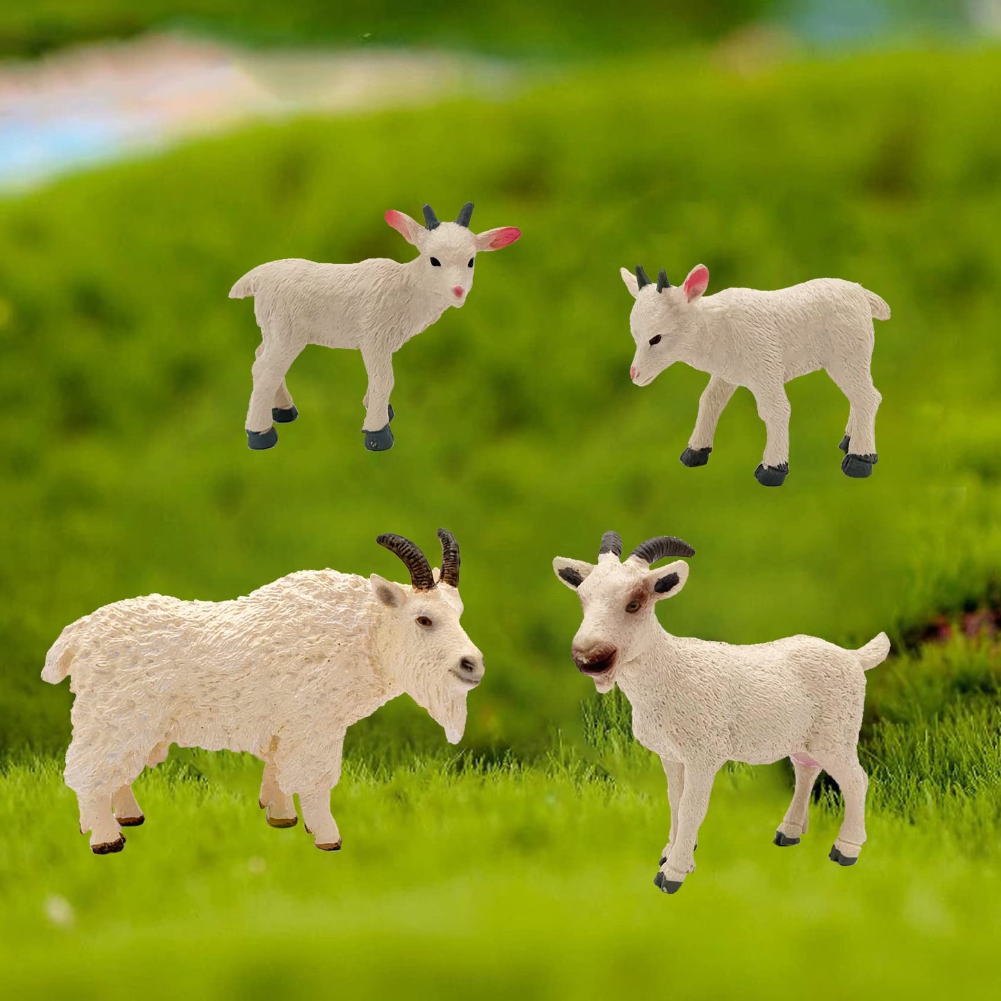 Higherbros Goat Figurines 4Pcs Goat Animal Toy Set Sheep Toys Farm Animal Figurines Goat Decor For Kids Preschool Toy Goat Gifts