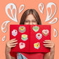 50Pcs Birthday Cake Stickers Cartoon Heart Shaped Cake Stickers Kawaii Love Aesthetic Vinyl Waterproof Sticker For Laptop,Guitar