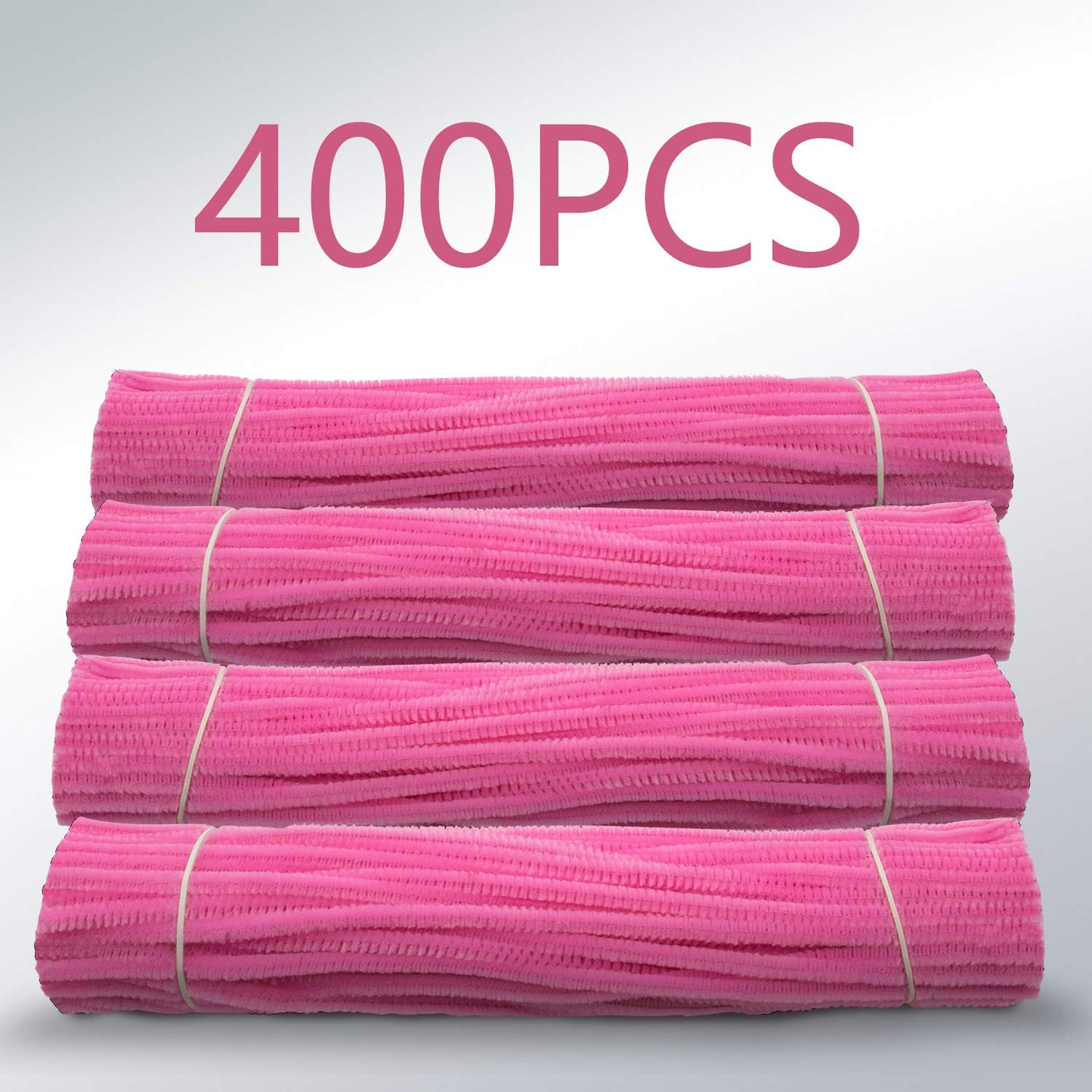 Waycreat 400 Pieces Pipe Cleaners Pink Chenille Stem for DIY Art Craft Decorations (6mm x 12 Inch)