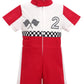 IDOPIP Baby Boys 1st 2nd Birthday Outfit Race Car Driver Romper Girls Boys Racer Jumpsuit One Piece Bodysuit Racing Suit Toddler