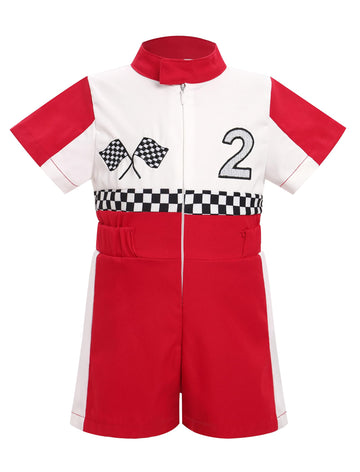 IDOPIP Baby Boys 1st 2nd Birthday Outfit Race Car Driver Romper Girls Boys Racer Jumpsuit One Piece Bodysuit Racing Suit Toddler