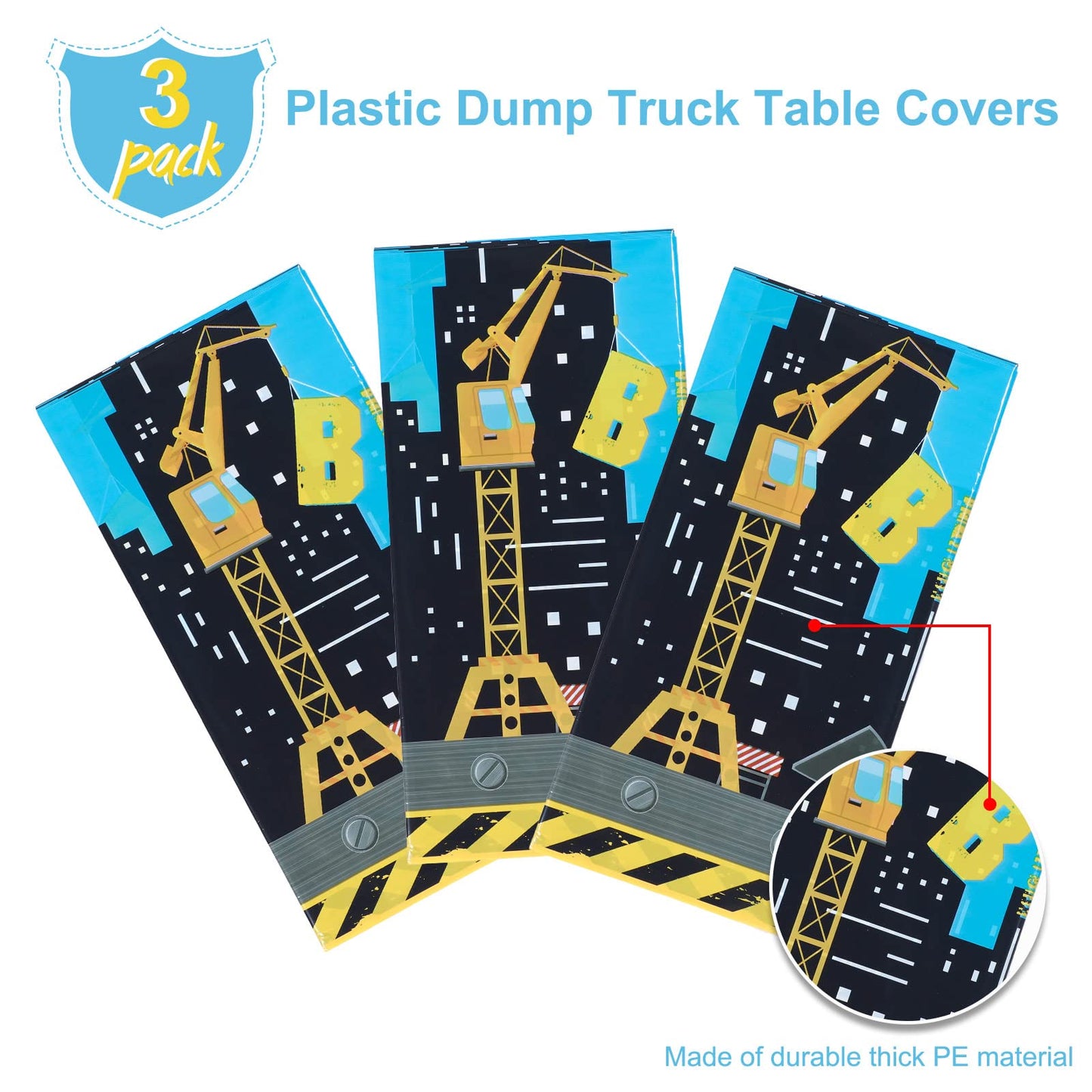 Tatuo Construction Happy Birthday Tablecloth Dump Truck Birthday Table Covers Tractor Plastic Printed Tablecloth Construction Th