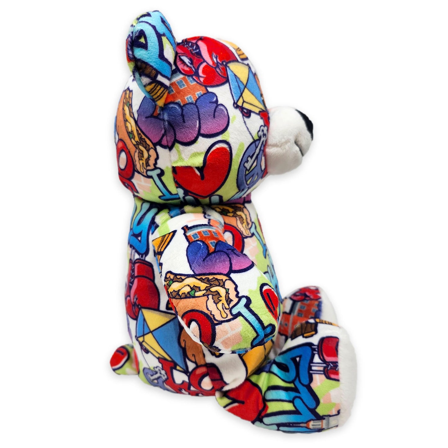 PLUSHOLOGY I Love Philadelphia Graffiti Teddy Bear Eco Friendly Stuffed Animal; Cuddly Soft Velboa Plush Animal for Kids 3 Years Old to mature-themeds; Child-Safe Embroidered Eyes (10 Tall When Seated)