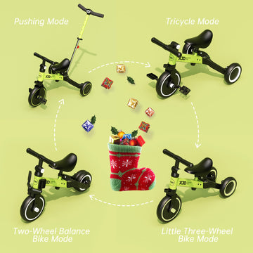 XJD 7 in 1 Toddler Bike with Push Handle,Tricycles for 1 to 3 Years Old, Toddler Tricycle with Push Handle for Boy Girl, Baby Bi