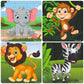 Fiddlys Wooden Jigsaw Puzzles For Kids & Children - 9 Pieces Each, Pack Of 4|Double Layered Front & Back Print| Educational Toy 