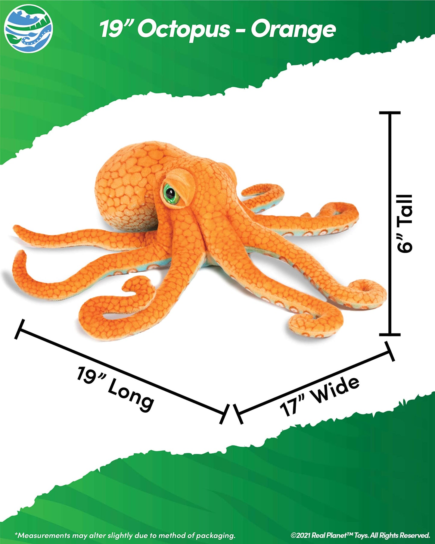 Real Planet Octopus Orange 19 Inch Realistic Soft Plush