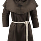 Knelor Kids Medieval Friar Monk Hooded Robe Renaissance Priest Hooded Robe Cloak Halloween Cosplay Costume