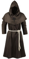 Knelor Kids Medieval Friar Monk Hooded Robe Renaissance Priest Hooded Robe Cloak Halloween Cosplay Costume