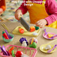 Geyiie Kids Sink with Running Water, Toddler Kitchen Sink Toy with Real Faucet, Chopping Foods, Play Dishes and Dish Rack, 30Pcs
