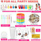 Gejoy 178 Pcs Dog Paw Party Favors Set Includes Paw Straws Cups Silicone Bracelet Keychain Stamper Sticker Pendant Chain Thank Y