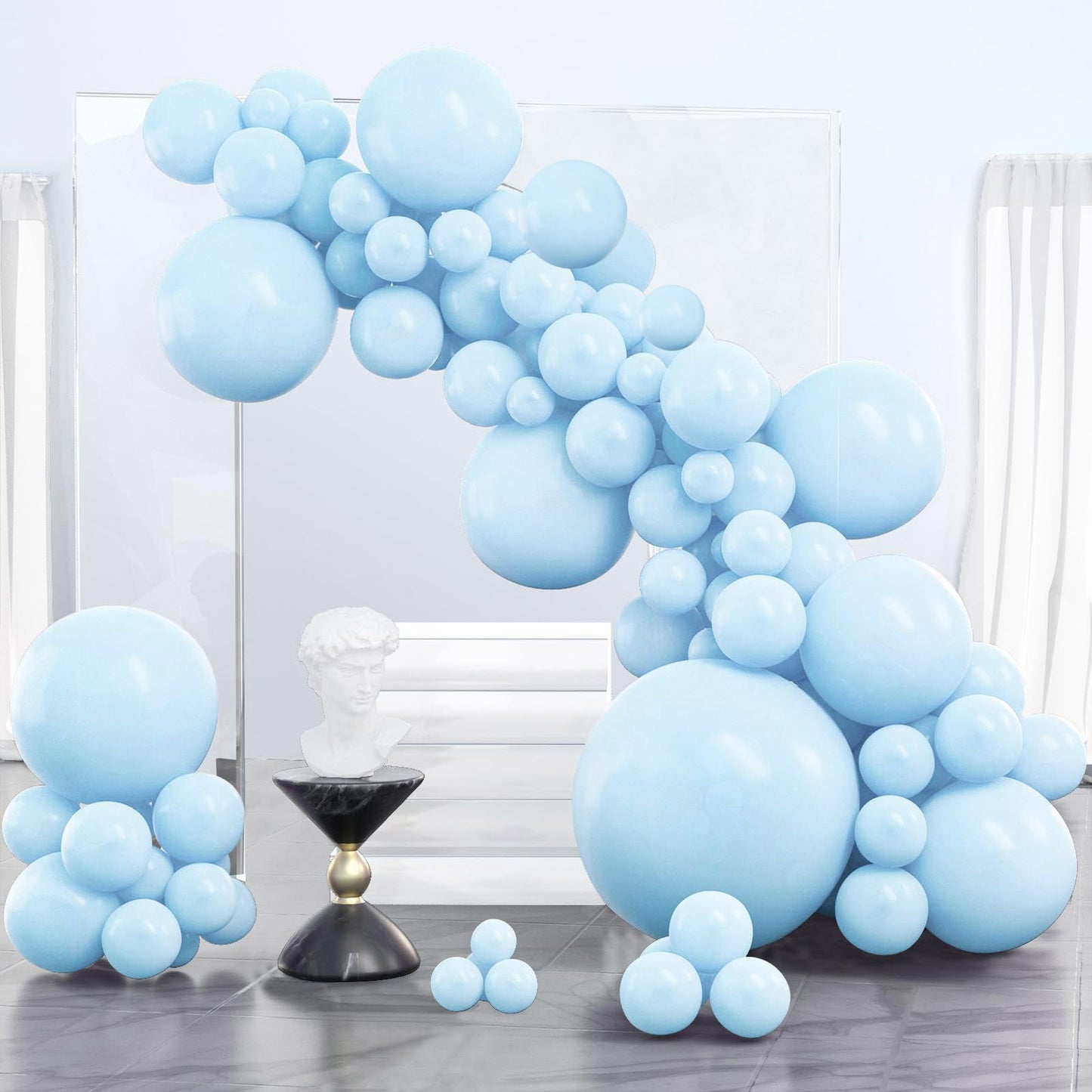 Partywoo Pastel Blue Balloons, 127 Pcs Pale Blue Balloons Different Sizes Pack Of 36 Inch 18 Inch 12 Inch 10 Inch 5 Inch Baby Blue Balloons For Balloon Garland Or Arch As Party Decorations, Blue-Q13
