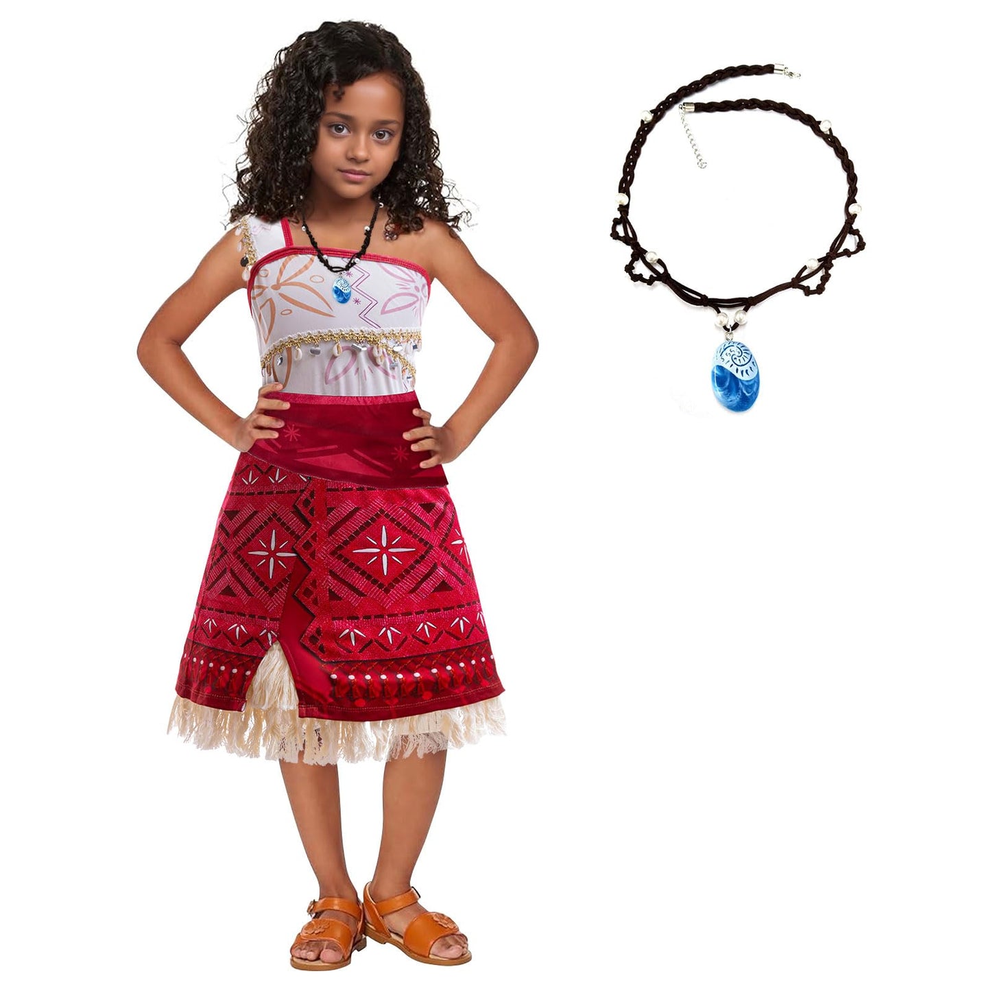 Keaiyouhuo Girls Adventure Outfit Dress Princess Dress Up Halloween Costumes With Necklace