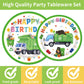 EUOYUFO 96PCS Garbage Trash Truck Plates and Napkins Party Supplies Trash Truck Birthday Party Decorations Waste Management Recy